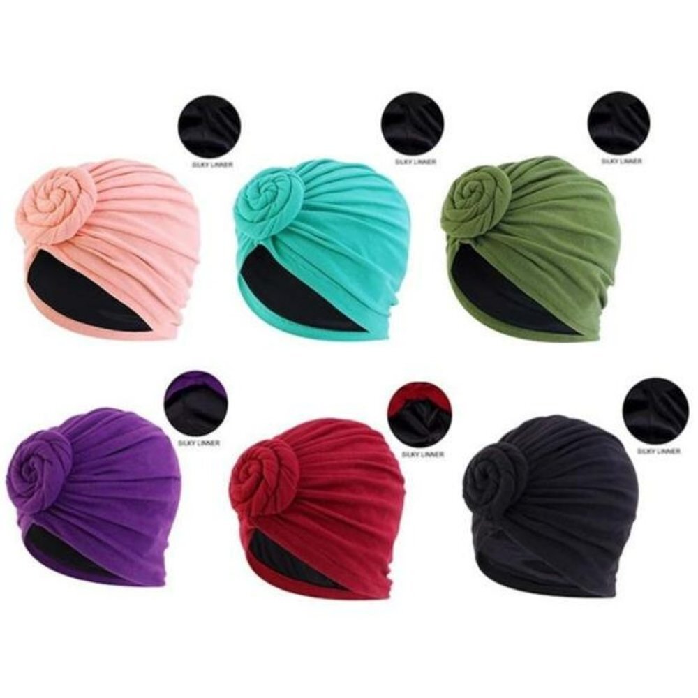 Turbans for women Chemo Head wraps Hat Satin lined pre tied headwrap beanie Gift